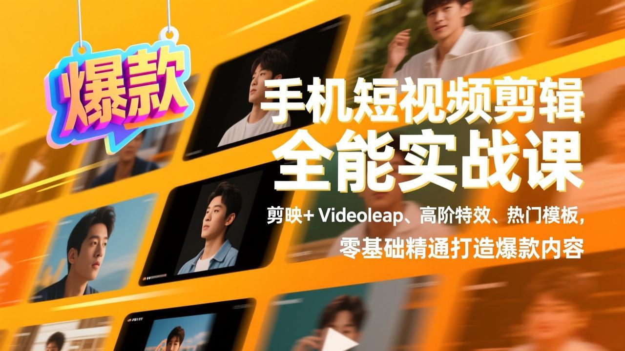 手机短视频剪辑全能实战课，剪映+Videoleap、高阶特效、热门模板，零基础精通打造爆款内容-卿云社