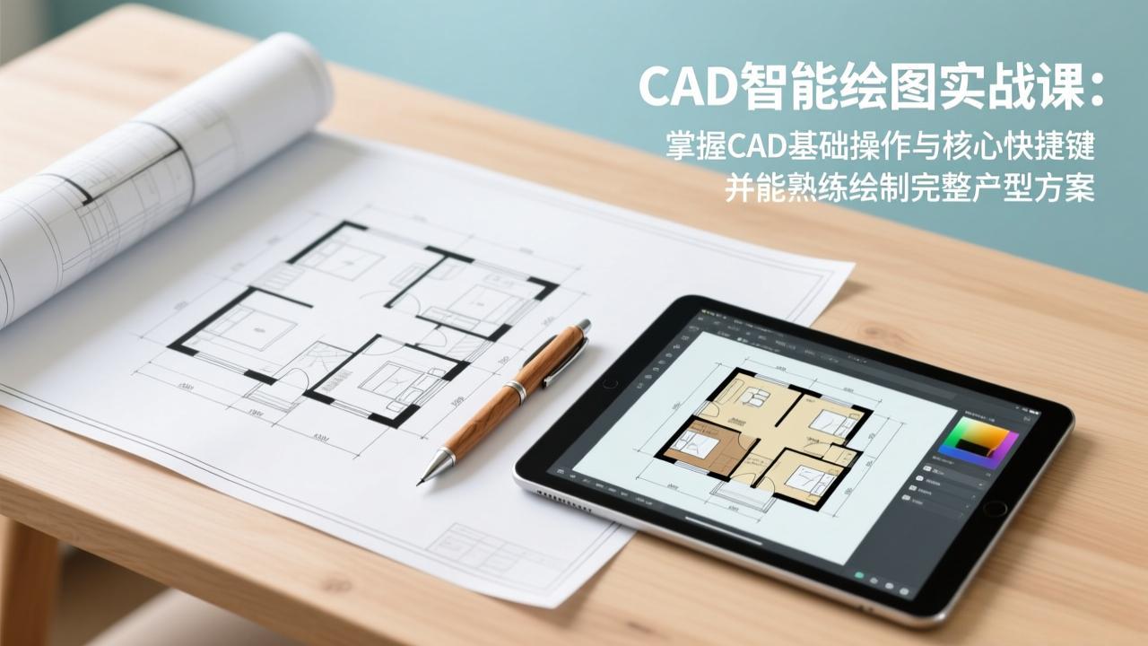 CAD智能绘图实战课：掌握CAD基础操作与核心快捷键，并能熟练绘制完整户型方案-卿云社