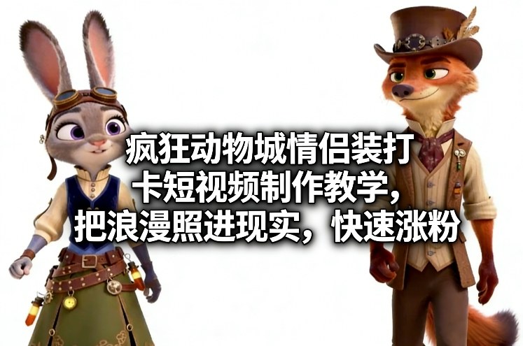 疯狂动物城情侣装打卡短视频制作教学，把浪漫照进现实，快速涨粉-卿云社