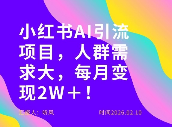 她通过这个AI项目每月做到2W＋的收入，最新小红书AI项目，人群需求大！-卿云社