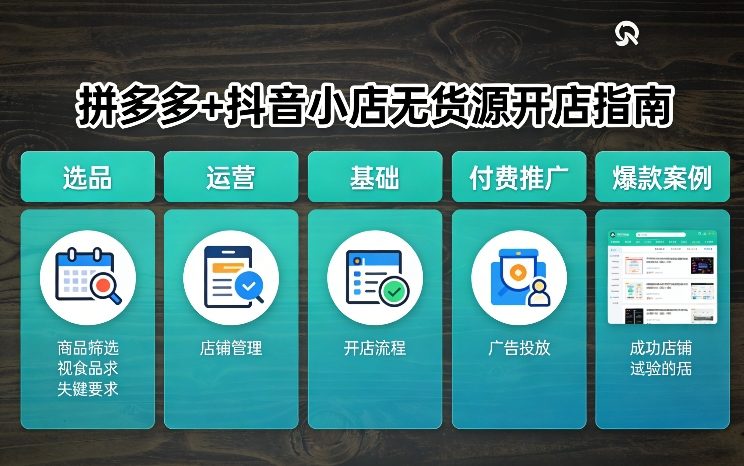 拼多多+抖音小店无货源开店，包括：选品、运营、基础、付费推广、爆款案例等(更新26年2月)-卿云社