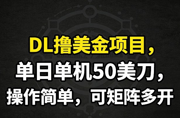 DL撸美金项目，单日单机50美刀，操作简单，可矩阵多开-卿云社