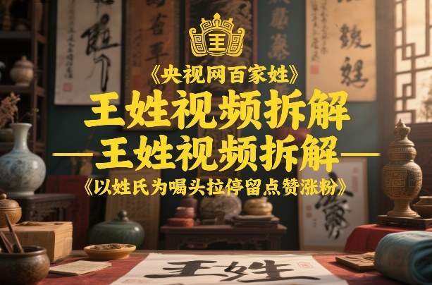 央视网百家姓–王姓视频拆解，以姓氏为噱头拉停留点赞涨粉-卿云社
