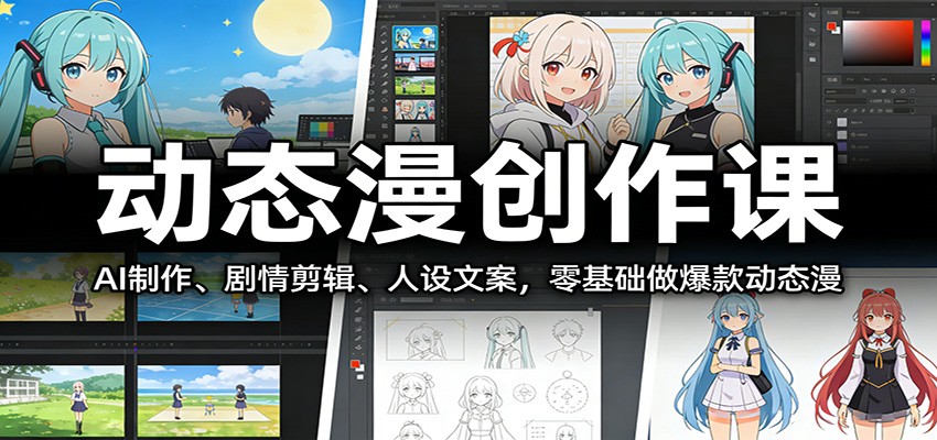 动态漫创作课：AI制作、剧情剪辑、人设文案，零基础做爆款动态漫-卿云社