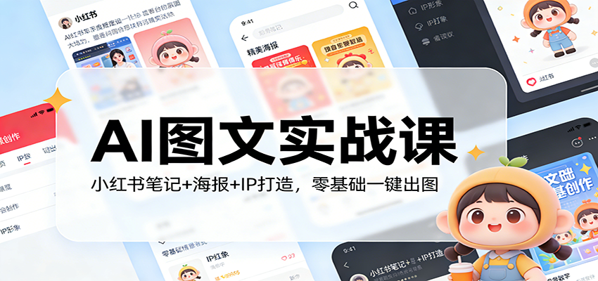 AI图文实战课：小红书笔记+海报+IP打造，零基础一键出图-卿云社