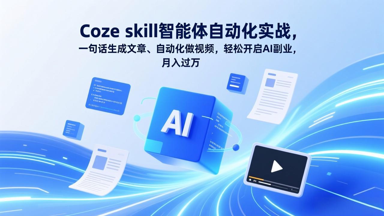 Coze skill智能体自动化实战，一句话生成文章、自动化做视频，轻松开启AI副业，月入过万-卿云社