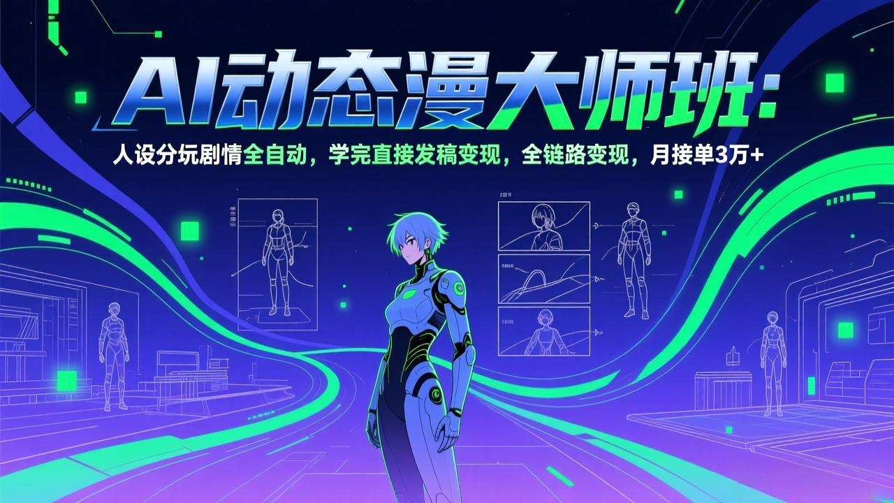 AI动态漫剧大师班：人设分镜剧情全自动，学完直接发稿变现，全链路变现，月接单3万+-卿云社