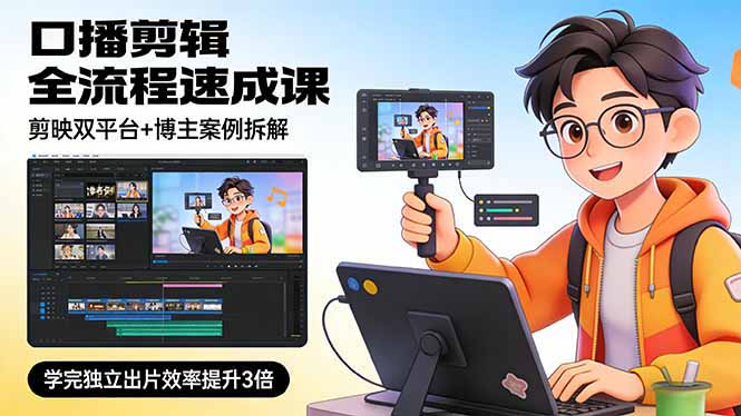 口播剪辑全流程速成课，剪映双平台+博主案例拆解，学完独立出片效率提升3倍-卿云社