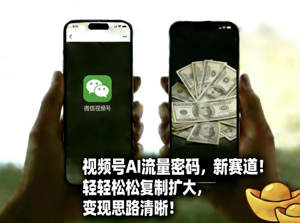 视频号AI流量密码新赛道，轻轻松松复制扩大，变现思路清晰-卿云社