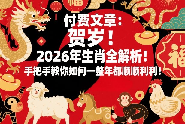 付费文章：贺岁！2026年生肖全解析！手把手教你如何一整年都顺顺利利！-卿云社