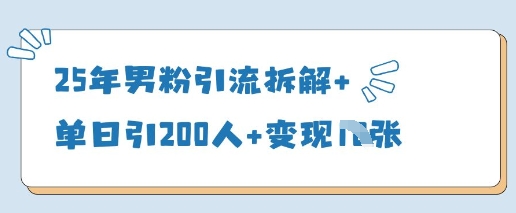 25年男粉引流拆解+单日引200人+变现多张-卿云社