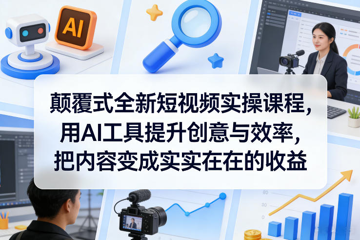 颠覆式全新短视频实操课程，用AI工具提升创意与效率，把内容变成实实在在的收益-卿云社