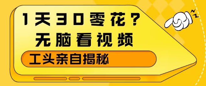 1天30零花？无脑看视频，大佬亲自揭秘-卿云社