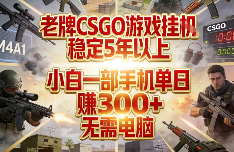 老牌CSGO游戏挂G，稳定5年以上，小白一部手机单日賺3张+，无需电脑【揭秘】-卿云社