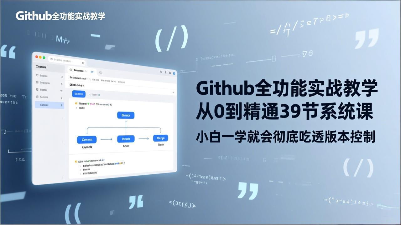GitHub-全功能实战教学，从0到精通39节系统课，小白一学就会彻底吃透版本控制-卿云社