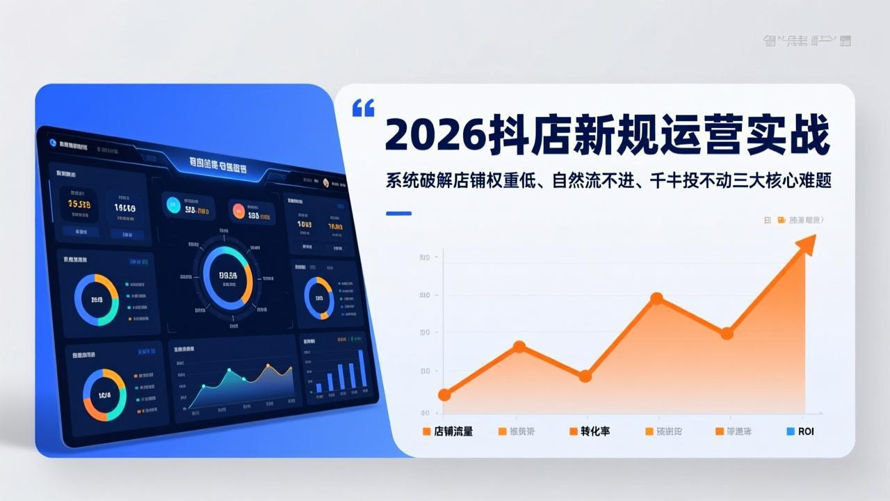 2026抖店新规运营实战：系统破解店铺权重低、自然流不进、千川投不动三大核心难题-卿云社