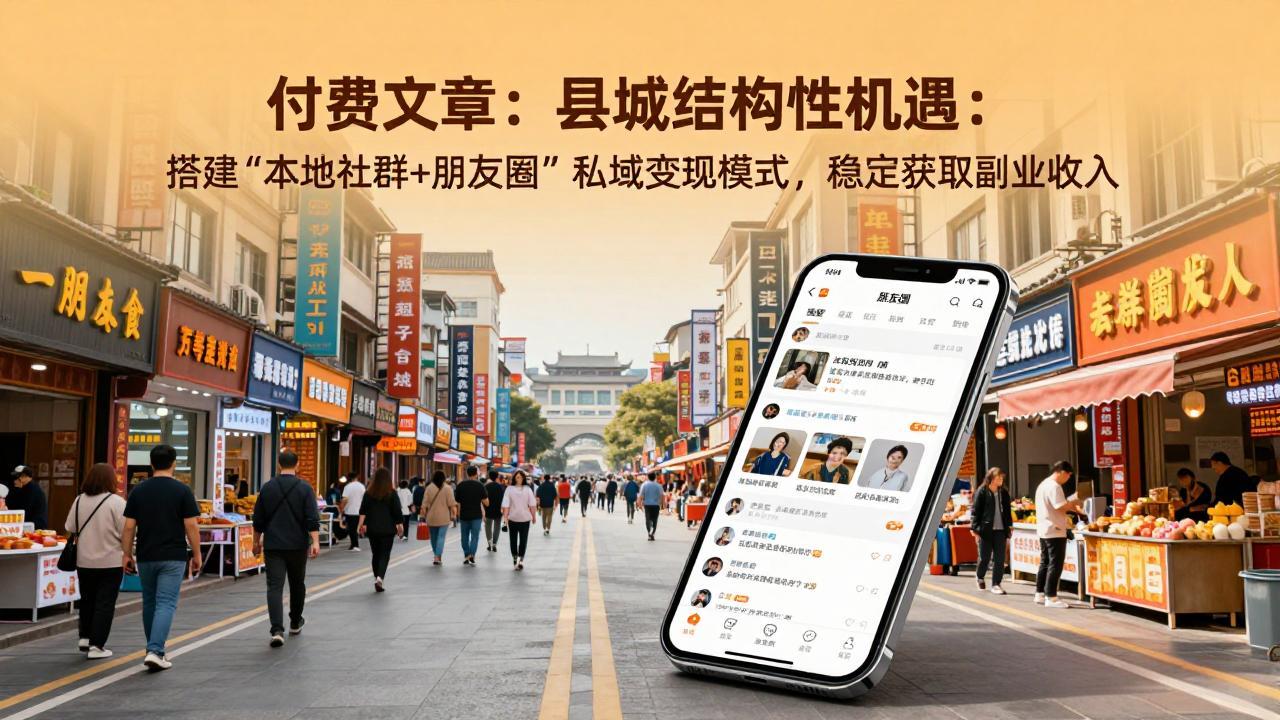 付费文章：县城结构性机遇：搭建“本地社群+朋友圈”私域变现模式，稳定获取副业收入-卿云社