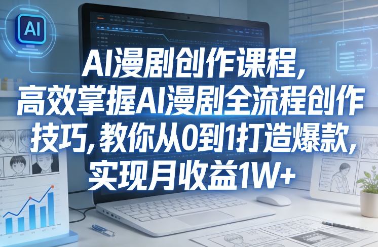 某社群AI漫剧创作课程，高效掌握AI漫剧全流程创作技巧，教你从0到1打造爆款，实现月收益1W+-卿云社