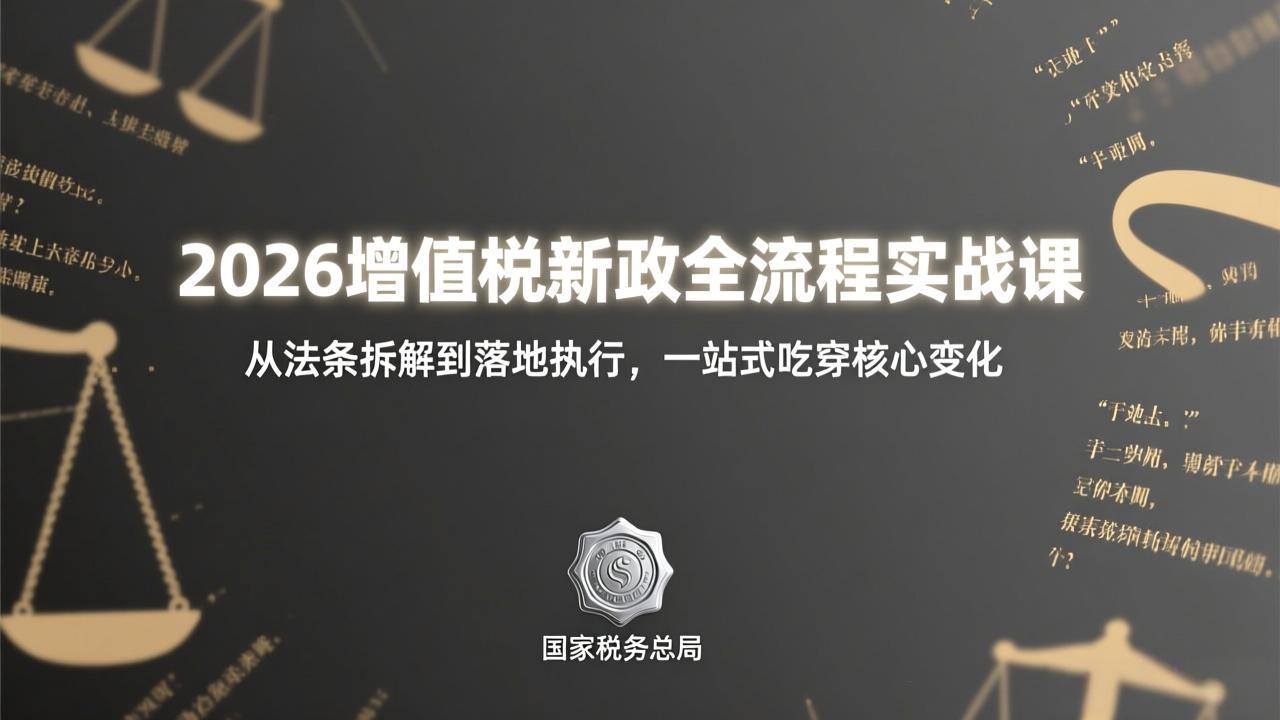 2026增值税新政全流程实战课：从法条拆解到落地执行，一站式吃透核心变化-卿云社