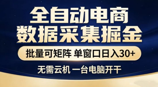 独家电商数据全自动采集项目，批量可矩阵，单窗口轻松日入3张+【揭秘】-卿云社