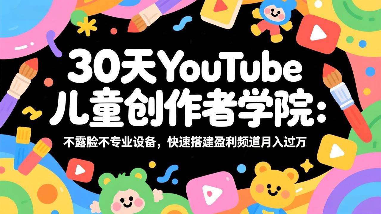 30天YouTube儿童创作者学院：不露脸不专业设备，快速搭建盈利频道月入过万-卿云社