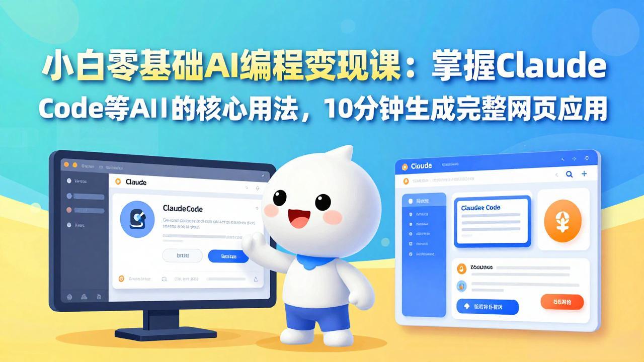 小白零基础AI编程变现课：掌握Claude Code等AI工具的核心用法，10分钟生成完整网页应用-卿云社