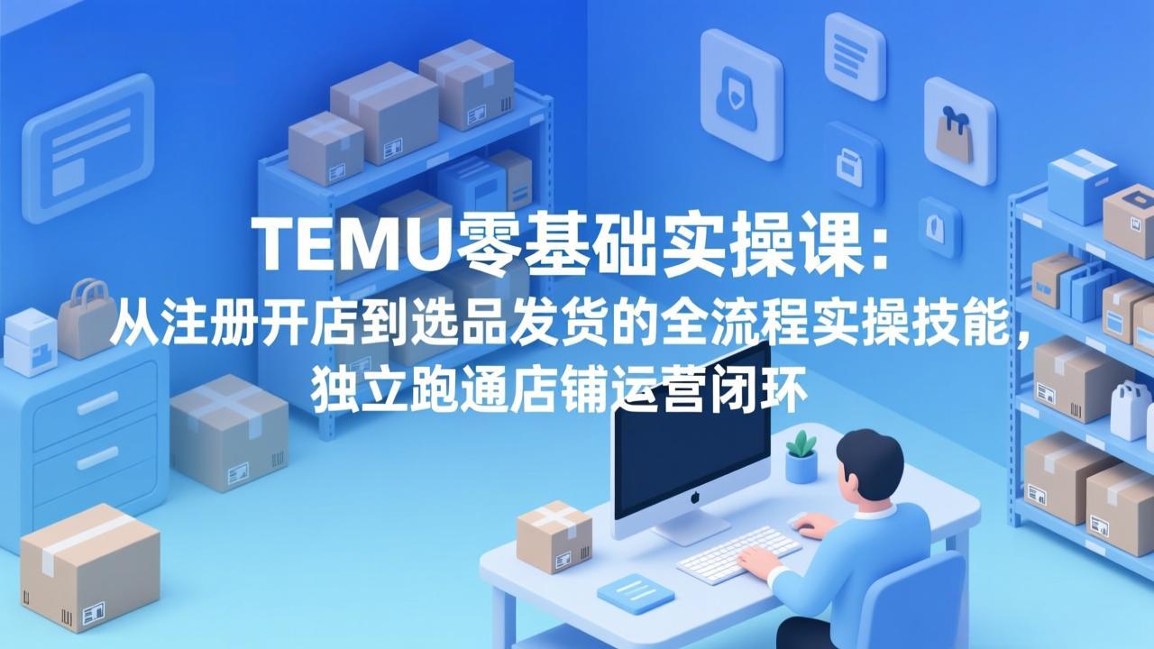 TEMU零基础实操课：从注册开店到选品发货的全流程实操技能，独立跑通店铺运营闭环-卿云社