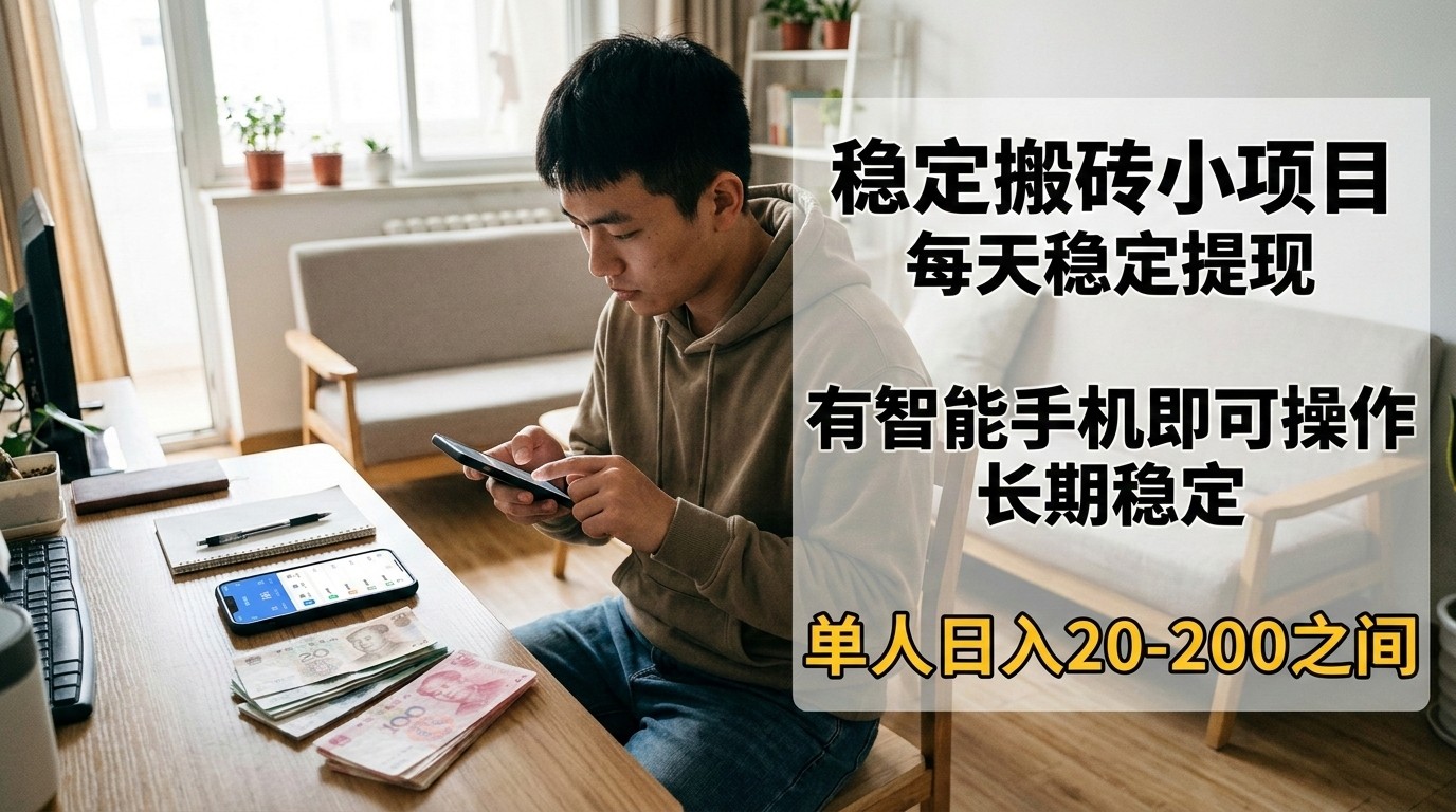 稳定搬砖小项目，每天稳定提现，有智能手机即可操作-卿云社
