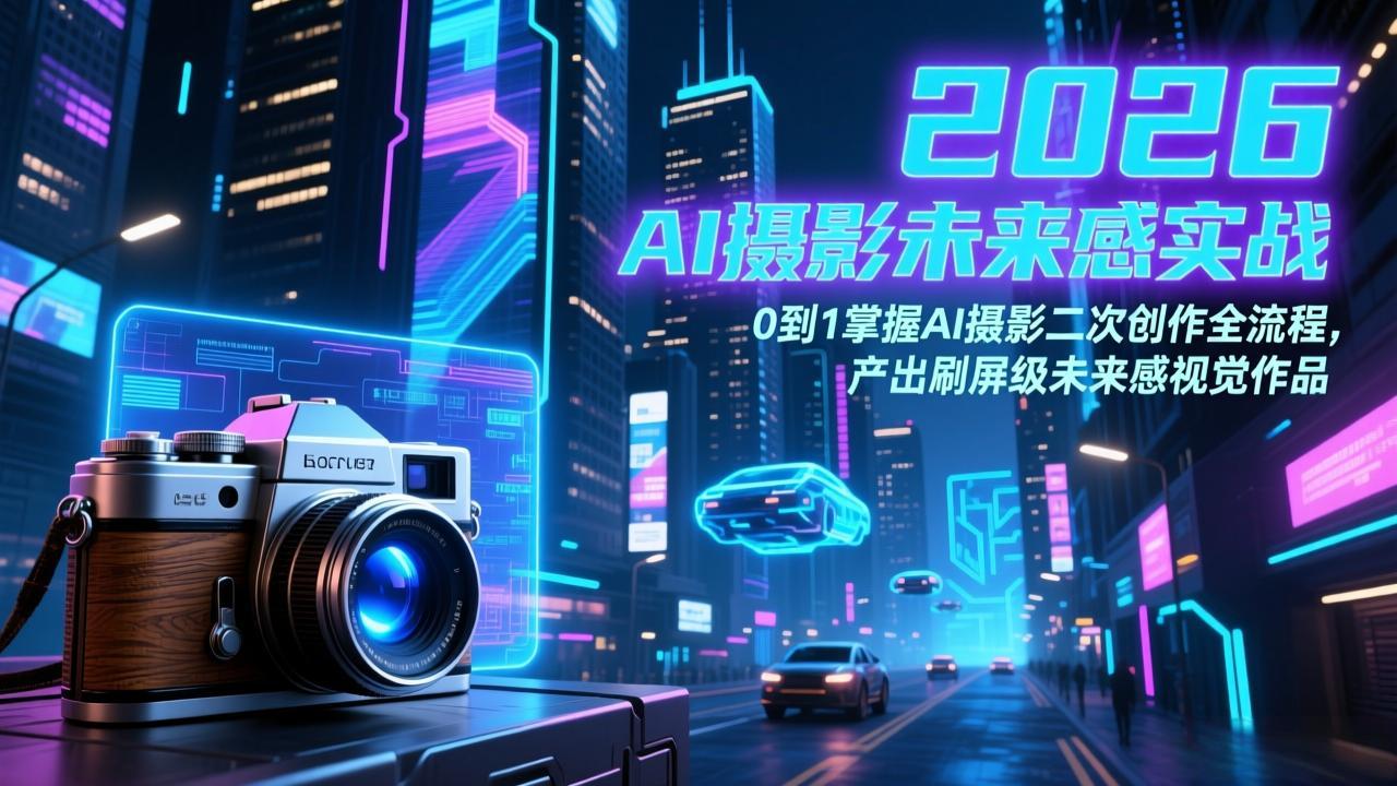 2026 AI摄影未来感实战：0到1掌握AI摄影二次创作全流程，产出刷屏级未来感视觉作品-卿云社