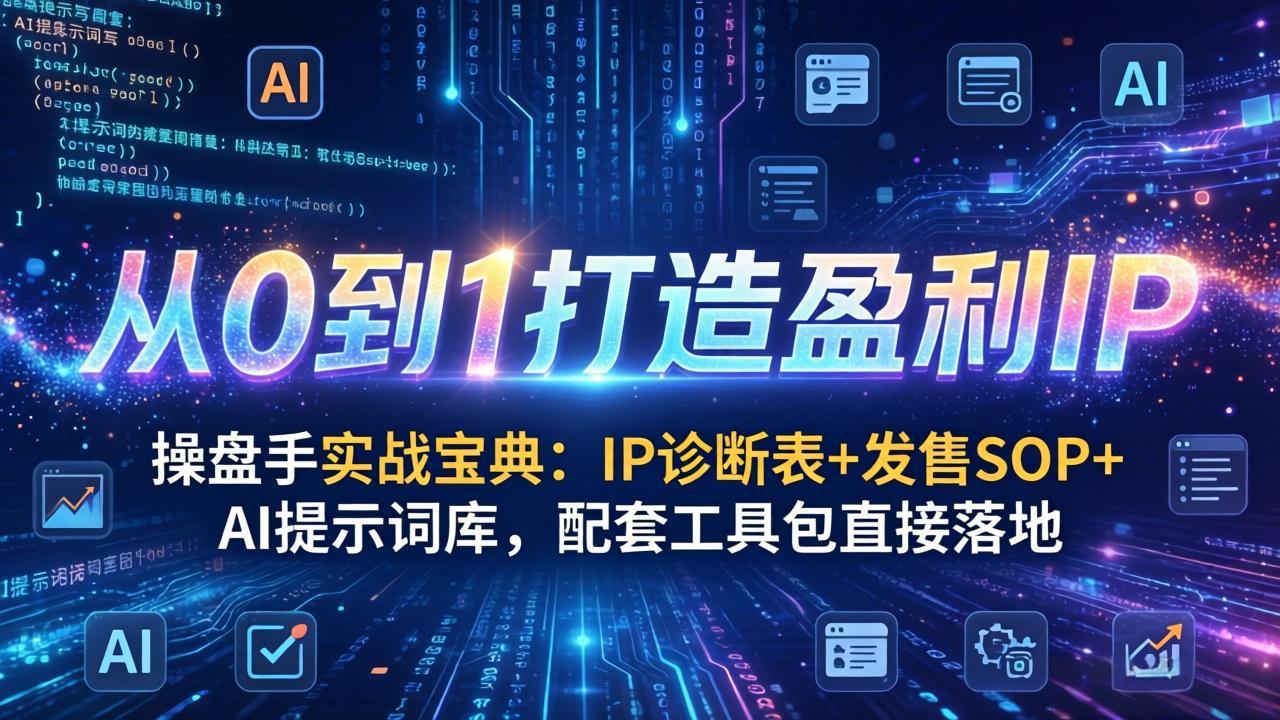 操盘手实战宝典：IP诊断表+发售SOP+AI提示词库，配套工具包直接落地，从0到1打造盈利IP-卿云社