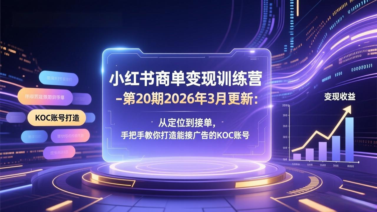 小红书商单变现训练营-第20期26年3月更新：从定位到接单，手把手教你打造能接广告的KOC账号-卿云社