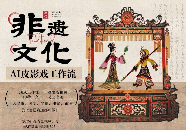 AI一键生成民俗文化非遗皮影戏视频，一刀不剪无需剪辑，30S一条，一天上百条，流量财富嘎嘎猛-卿云社