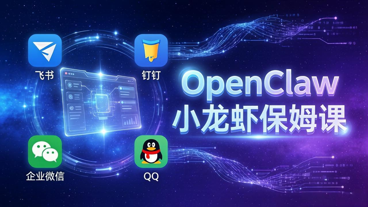 OpenClaw小龙虾保姆课： Windows/macOS/Linux/Docker全系统安装，飞书+钉钉+企业微信+QQ 全接入-卿云社