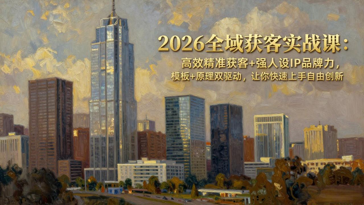 2026全域获客实战课：高效精准获客+强人设IP品牌力，模板+原理双驱动，让你快速上手自由创新-卿云社