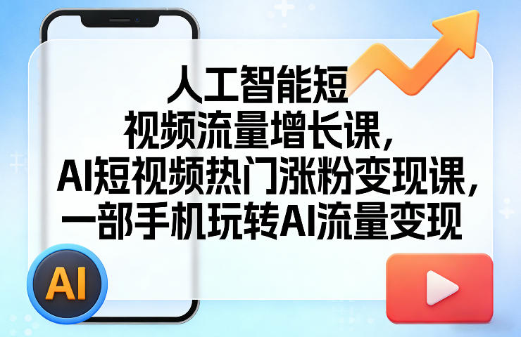 人工智能短视频流量增长课，AI短视频热门涨粉变现课，一部手机玩转AI流量变现-卿云社