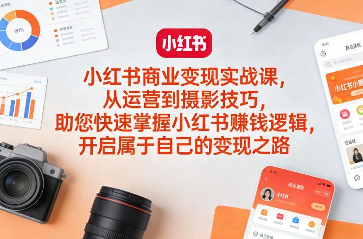 小红书商业变现实战课，从运营到摄影技巧，助您快速掌握小红书賺钱逻辑，开启属于自己的变现之路-卿云社