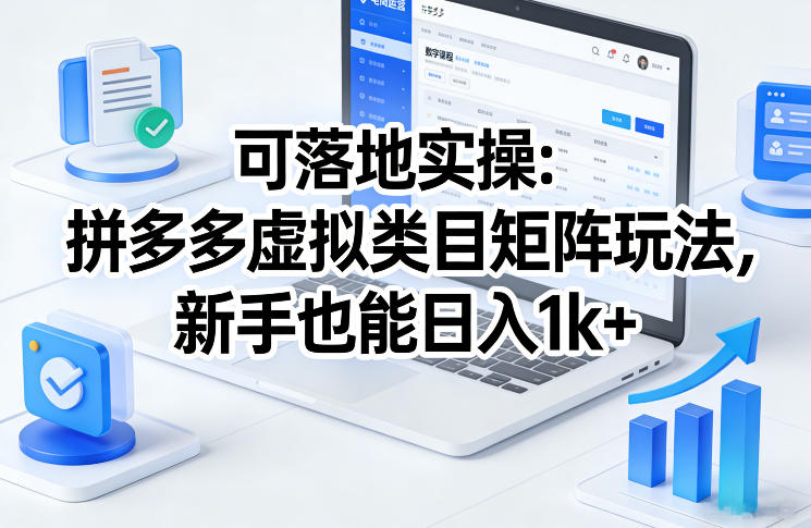 可落地实操：拼多多虚拟类目矩阵玩法，新手也能日入1k+【揭秘】-卿云社