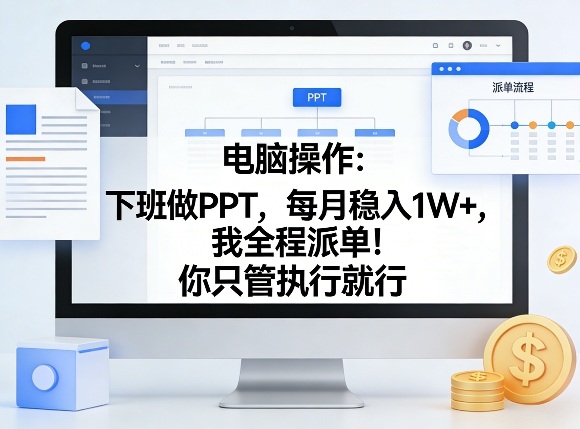 电脑操作：下班做PPT，每月稳入1W+，我全程派单！你只管执行就行【揭秘】-卿云社
