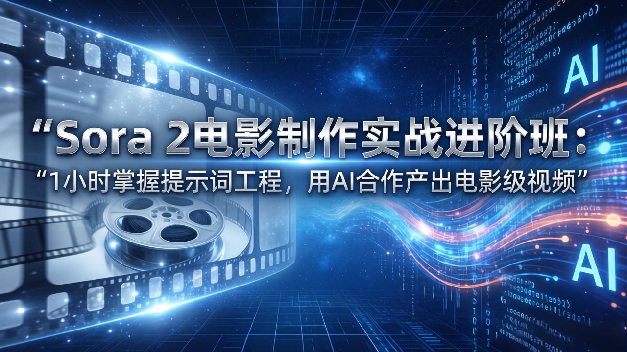Sora 2电影制作实战进阶班：1小时掌握提示词工程，用AI合作产出电影级视频-卿云社