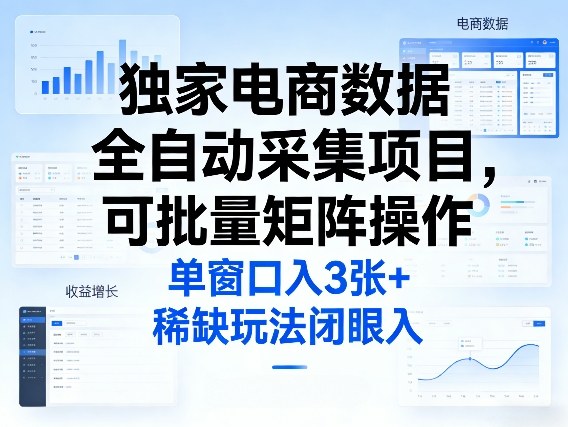 独家电商数据全自动采集项目，可批量矩阵操作，单窗口日入3张+，稀缺玩法闭眼入【揭秘】-卿云社