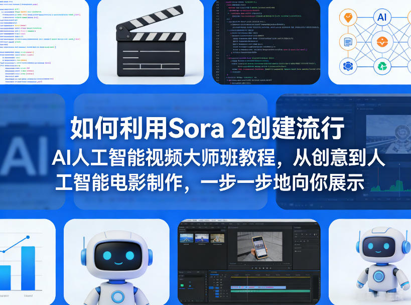 如何利用Sora 2创建流行AI人工智能视频大师班教程，从创意到人工智能电影制作，一步一步地向你展示-卿云社