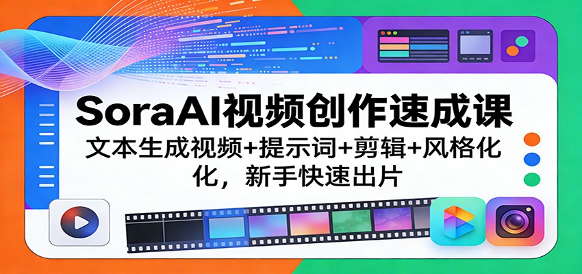 SoraAI视频创作速成课：文本生成视频+提示词+剪辑+风格化，新手快速出片-卿云社