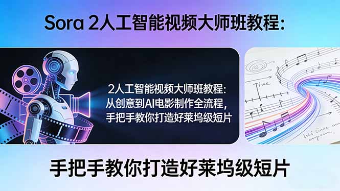 Sora 2人工智能视频大师班教程：从创意到AI电影制作全流程，手把手教你打造好莱坞级短片-卿云社