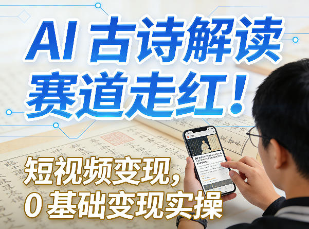AI古诗解读赛道走红！短视频变现，0基础变现实操-卿云社