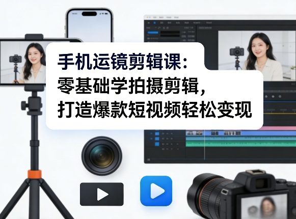 手机运镜剪辑课：零基础学拍摄剪辑，打造爆款短视频轻松变现-卿云社