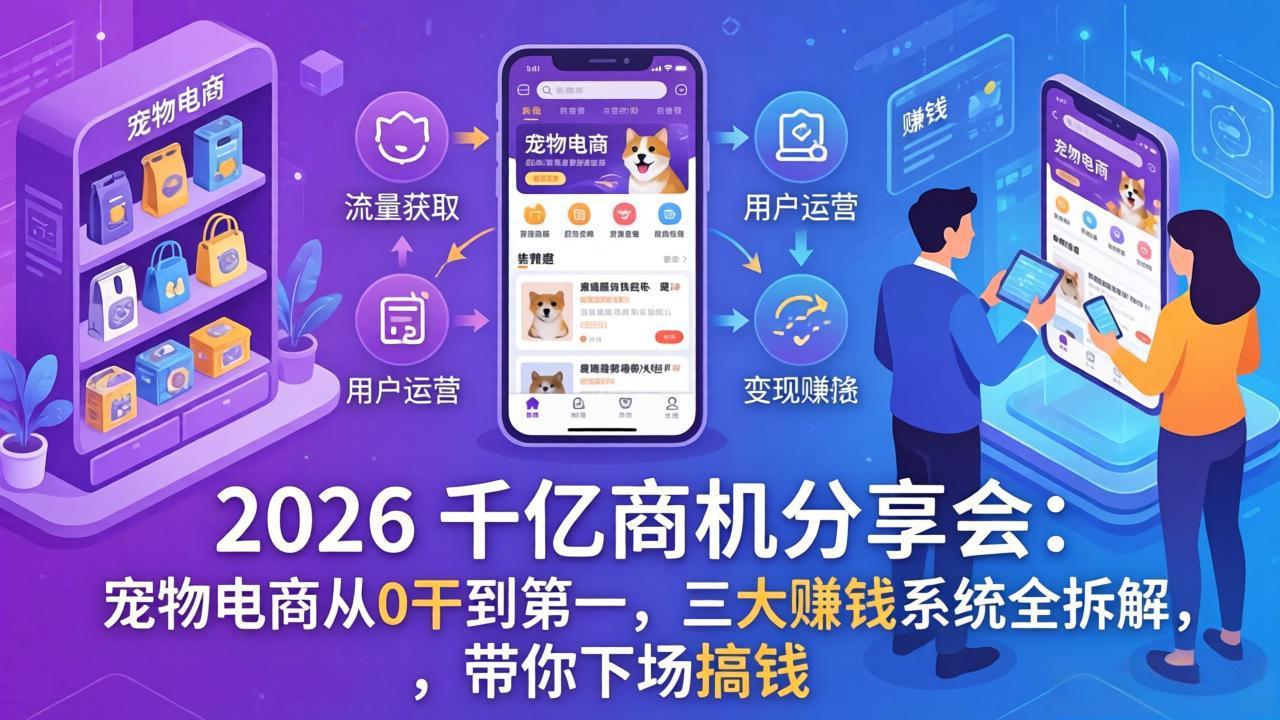 2026 千亿商机分享会：宠物电商从0干到第一，三大赚钱系统全拆解，带你下场搞钱-卿云社