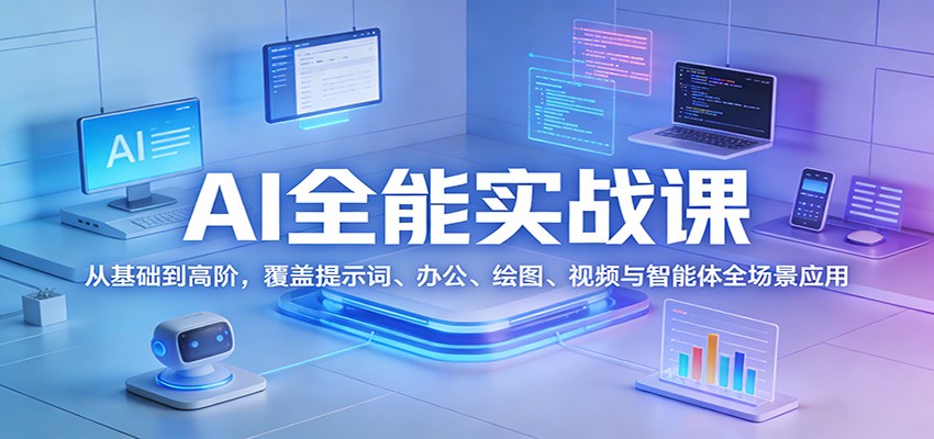 AI全能实战课：从基础到高阶，覆盖提示词、办公、绘图、视频与智能体全场景应用-卿云社