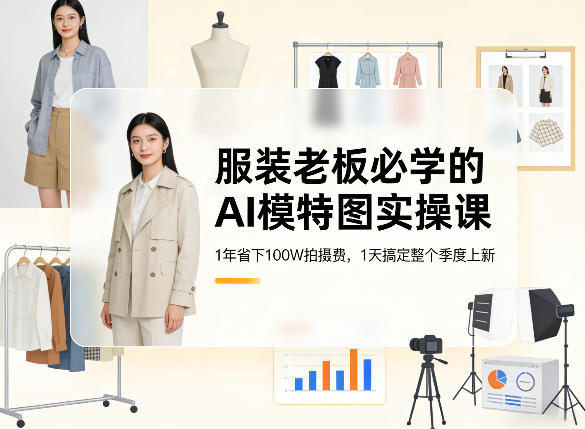 服装老板必学的AI模特图实操课，1年省下100W拍摄费，1天搞定整个季度上新-卿云社