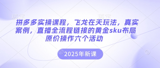 拼多多实操课程，飞龙在天玩法，真实案例，直播全流程链接的黄金sku布局原价操作六个活动-卿云社