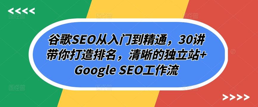 谷歌SEO从入门到精通，30讲带你打造排名，清晰的独立站+Google SEO工作流-卿云社